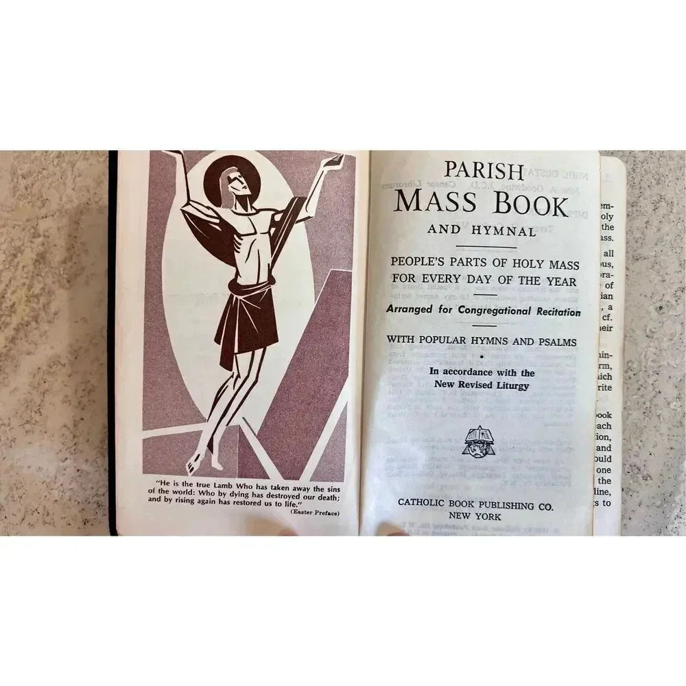 Vintage Black Leather Parish Mass‎ Book and Hymnal Hardcover St Joseph Edition
